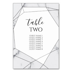 Elegant Geometric Marble Wedding Guest Names Kaart