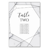 Elegant Geometric Marble Wedding Guest Names Kaart (Achterkant)