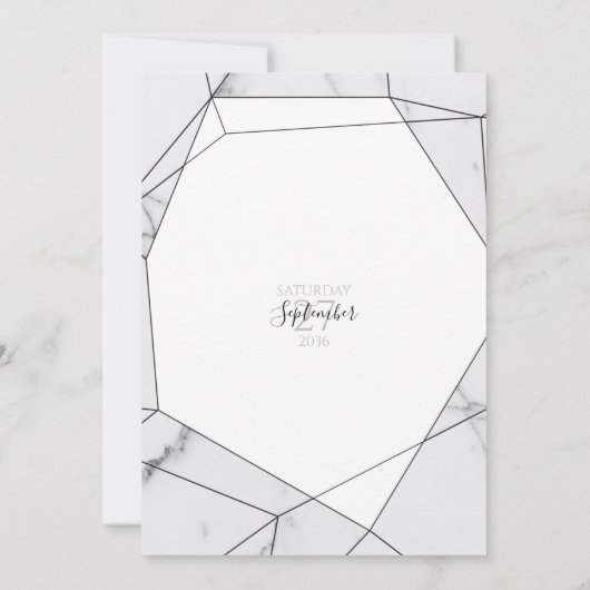 Elegant Geometric Marble Wedding Invitations Kaart (Achterkant)