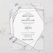 Elegant Geometric Marble Wedding Invitations Kaart (Voorkant / Achterkant)