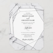 Elegant Geometric Marble Wedding Invitations Kaart (Voorkant / Achterkant)