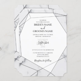 Elegant Geometric Marble Wedding Invitations Kaart