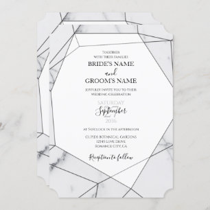 Elegant Geometric Marble Wedding Invitations Kaart