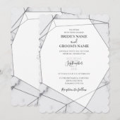 Elegant Geometric Marble Wedding Invitations Kaart (Voorkant / Achterkant)