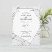 Elegant Geometric Marble Wedding Invitations Kaart (Staand voorkant)