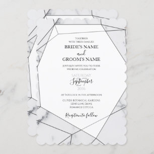 Elegant Geometric Marble Wedding Invitations Kaart