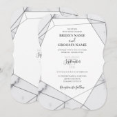 Elegant Geometric Marble Wedding Invitations Kaart (Voorkant / Achterkant)