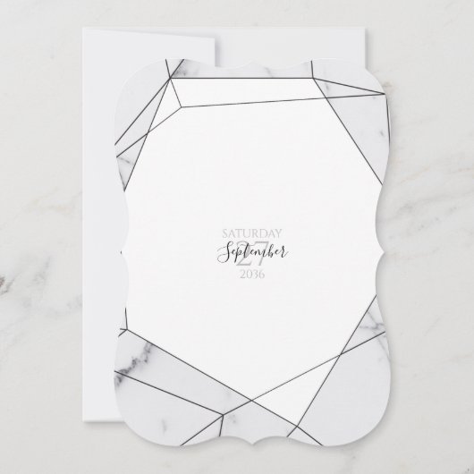 Elegant Geometric Marble Wedding Invitations Kaart (Achterkant)