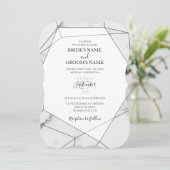 Elegant Geometric Marble Wedding Invitations Kaart (Staand voorkant)