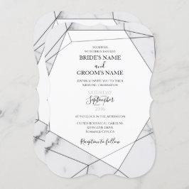 Elegant Geometric Marble Wedding Invitations Kaart