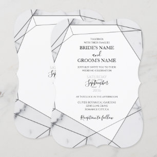 Elegant Geometric Marble Wedding Invitations Kaart