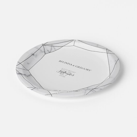 Elegant Geometric Marble Wedding Papieren Bordje (Gekanteld)