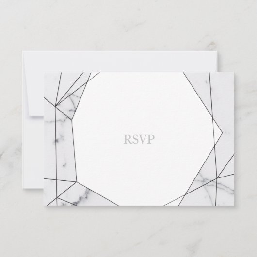 Elegant Geometric Marble Wedding RSVP Kaarten (Achterkant)