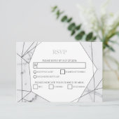 Elegant Geometric Marble Wedding RSVP Kaarten Kaartje (Staand voorkant)