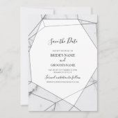 Elegant Geometric Marble Wedding Save The Date (Voorkant)