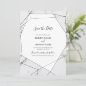 Elegant Geometric Marble Wedding Save The Date (Staand voorkant)