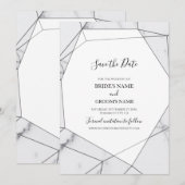 Elegant Geometric Marble Wedding Save The Date (Voorkant / Achterkant)