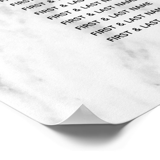 Elegant Geometric Marble Wedding Seding Chart Poster (Hoek)