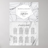Elegant Geometric Marble Wedding Seding Chart Poster (Voorkant)