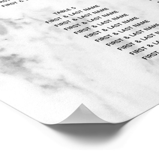 Elegant Geometric Marble Wedding Seding Chart Poster (Hoek)