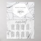 Elegant Geometric Marble Wedding Seding Chart Poster (Voorkant)