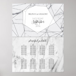 Elegant Geometric Marble Wedding Seding Chart Poster