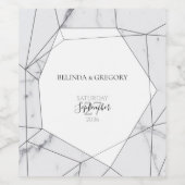 Elegant Geometric Marble Wedding Wijn Etiket (Enkel label)