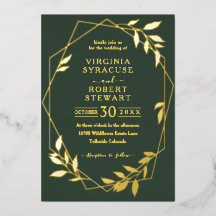 Elegant Geometric Modern Royal Dark Green Wedding