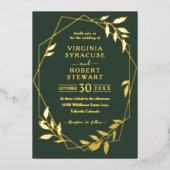 Elegant Geometric Modern Royal Dark Green Wedding Folie Uitnodiging (Voorkant)