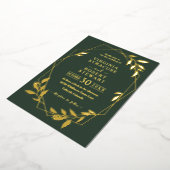 Elegant Geometric Modern Royal Dark Green Wedding Folie Uitnodiging (Gedraaid)