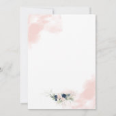 Elegant Geometric Navy en Blush Floral Wedding Kaart (Achterkant)