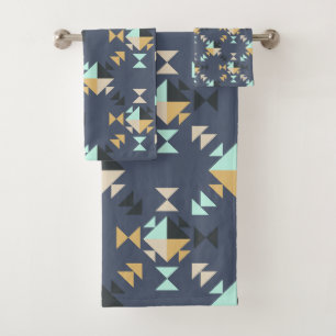 Elegant Geometric Pattern in Mint, Gold en Black Bad Handdoek