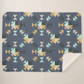 Elegant Geometric Pattern in Mint, Gold en Black Sherpa Deken (Voorkant (horizontaal))