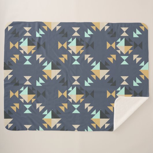 Elegant Geometric Pattern in Mint, Gold en Black Sherpa Deken (Voorkant (horizontaal))