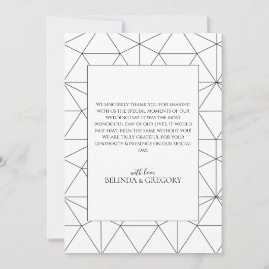 Elegant Geometric Pattern Weddenschap Hartelijk da Bedankkaart (Voorkant)