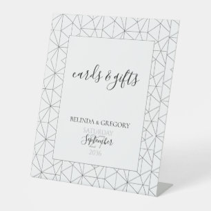 Elegant Geometric Pattern Wedding Cards & Gifts Reclamebord Met Voetstuk