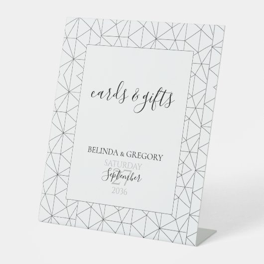 Elegant Geometric Pattern Wedding Cards & Gifts Reclamebord Met Voetstuk (Voorkant)
