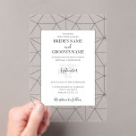 Elegant Geometric Pattern Wedding Invitations Acryl Uitnodigingen<br><div class="desc">Dit ontwerp heeft een elegant zwart-wit geometrisch patroon. De geometrische achtergrond creëer is de perfecte achtergrond voor de huwelijksdetails. De combinatie van de zwart-witte kleuren creëer heeft een verfijnde, trendy en chique stijl. Elegante heldere acryl transparante bruiloft uitnodiging ontwerp met moderne elementen. De moderne opzet van de typografie geeft het...</div>