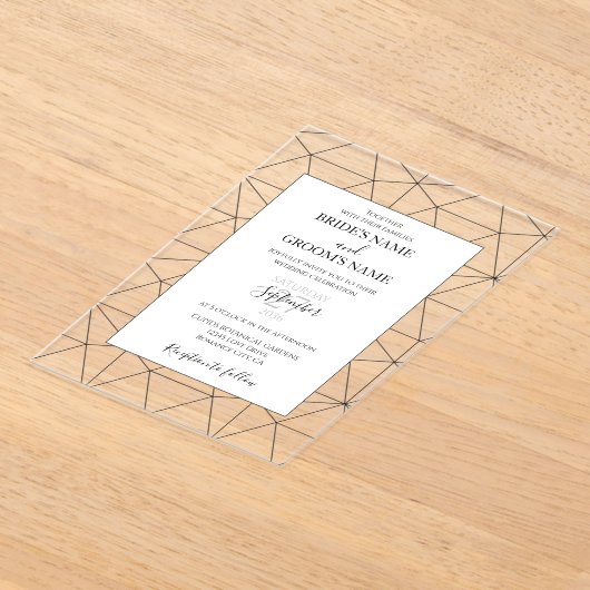 Elegant Geometric Pattern Wedding Invitations Acryl Uitnodigingen (Laagn)