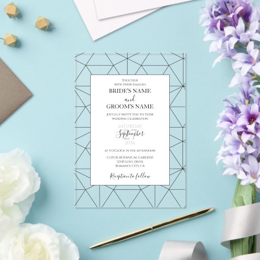 Elegant Geometric Pattern Wedding Invitations Acryl Uitnodigingen (Insitu (Huwelijk))