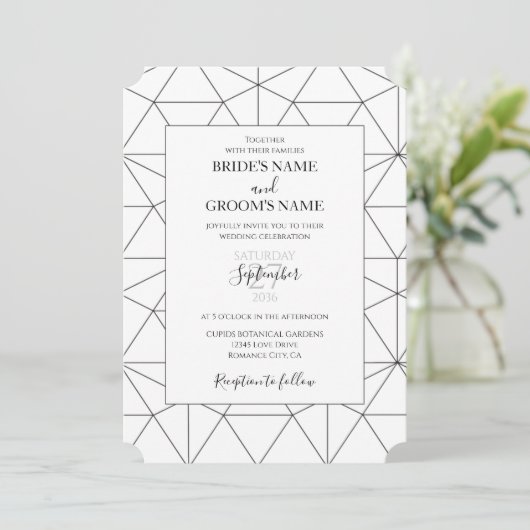 Elegant Geometric Pattern Wedding Invitations Kaart (Staand voorkant)