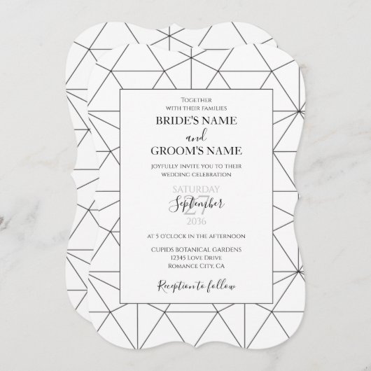 Elegant Geometric Pattern Wedding Invitations Kaart (Voorkant / Achterkant)