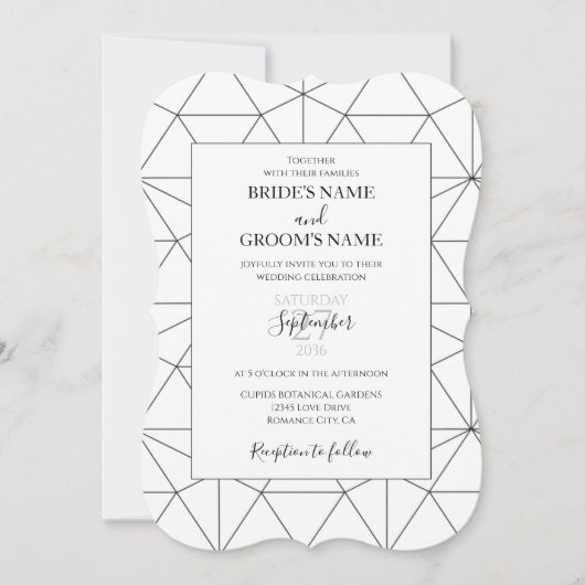 Elegant Geometric Pattern Wedding Invitations Kaart (Voorkant)