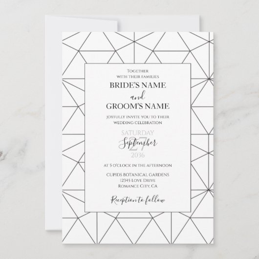 Elegant Geometric Pattern Wedding Invitations Kaart (Voorkant)
