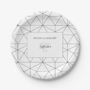 Elegant Geometric Pattern Wedding Papieren Bordje