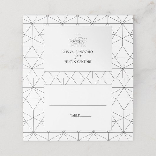 Elegant Geometric Pattern Wedding Place Card Plaatskaartje (Buitenkant ongevouwen)
