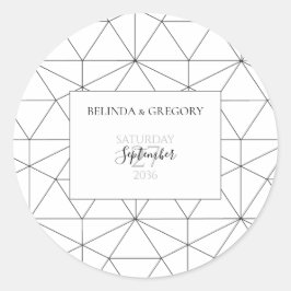 Elegant Geometric Pattern Wedding Ronde Sticker