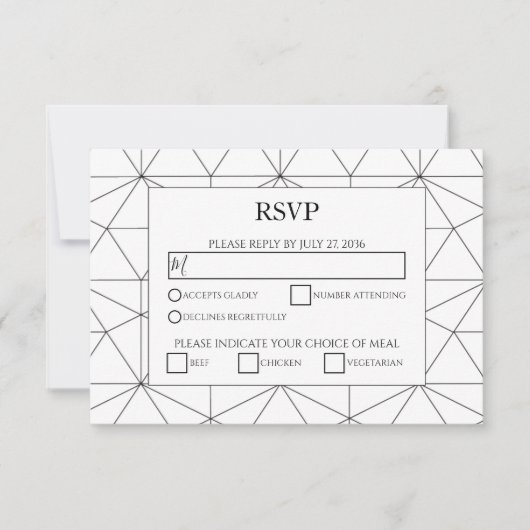 Elegant Geometric Pattern Wedding RSVP-kaarten RSVP Kaartje (Voorkant)