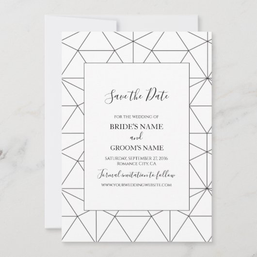 Elegant Geometric Pattern Wedding Save the Date (Voorkant)