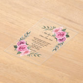 Elegant Geometric Pink Rose Wedding Acryl Uitnodigingen (Laagn)